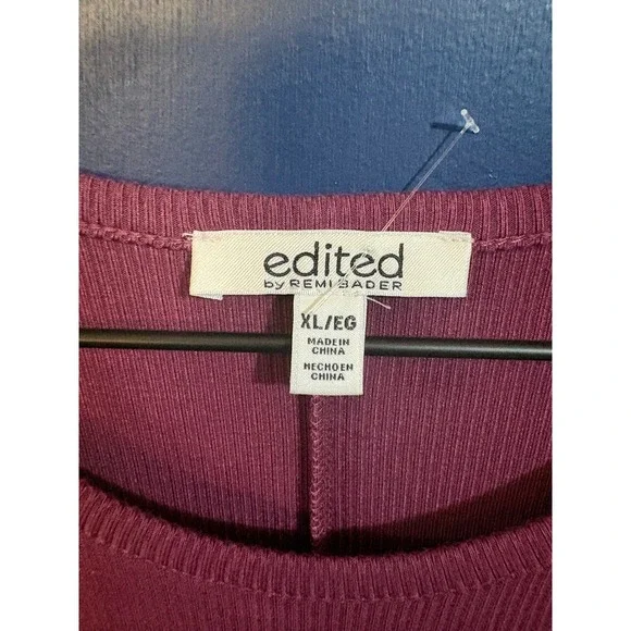 Edited by Remi Bader Mauve Pink Ribbed Long Sleeve Maxi Dress XL Bodycon - Picture 3 of 4